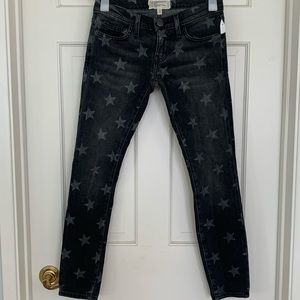 Current/Elliot 23 Stiletto High Rise Star Printed Black Skinny Jeans